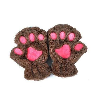 Winter Lovely Half Cover Paw Bear Cat Claw Gloves Short Finger