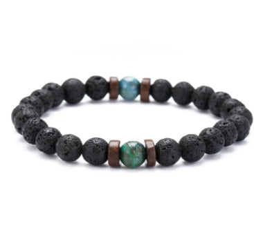 Personality Men's Black Volcanic Stone Bracelet - Here2Save