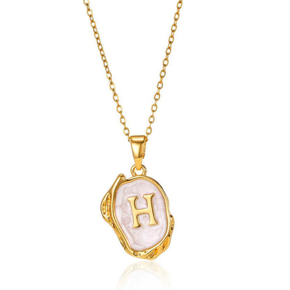 Simple 26 Letters Drop Oil Three-dimensional Necklace - Here2Save