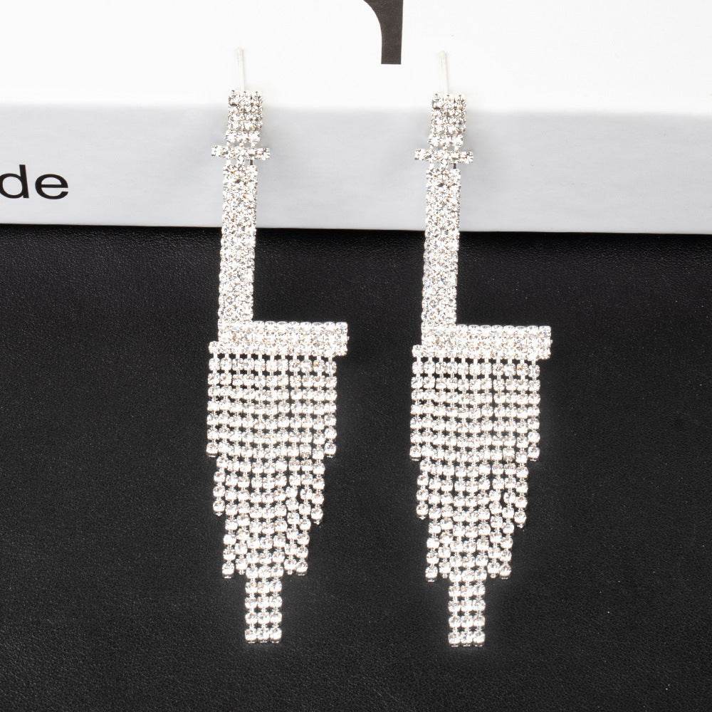 Fashion Jewelry 925 Silver Needle Ornaments Rhinestone Letter B Earrings Banquet Tassel Ear Ornaments Female - Here2Save