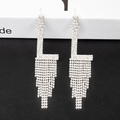 Fashion Jewelry 925 Silver Needle Ornaments Rhinestone Letter B Earrings Banquet Tassel Ear Ornaments Female - Here2Save