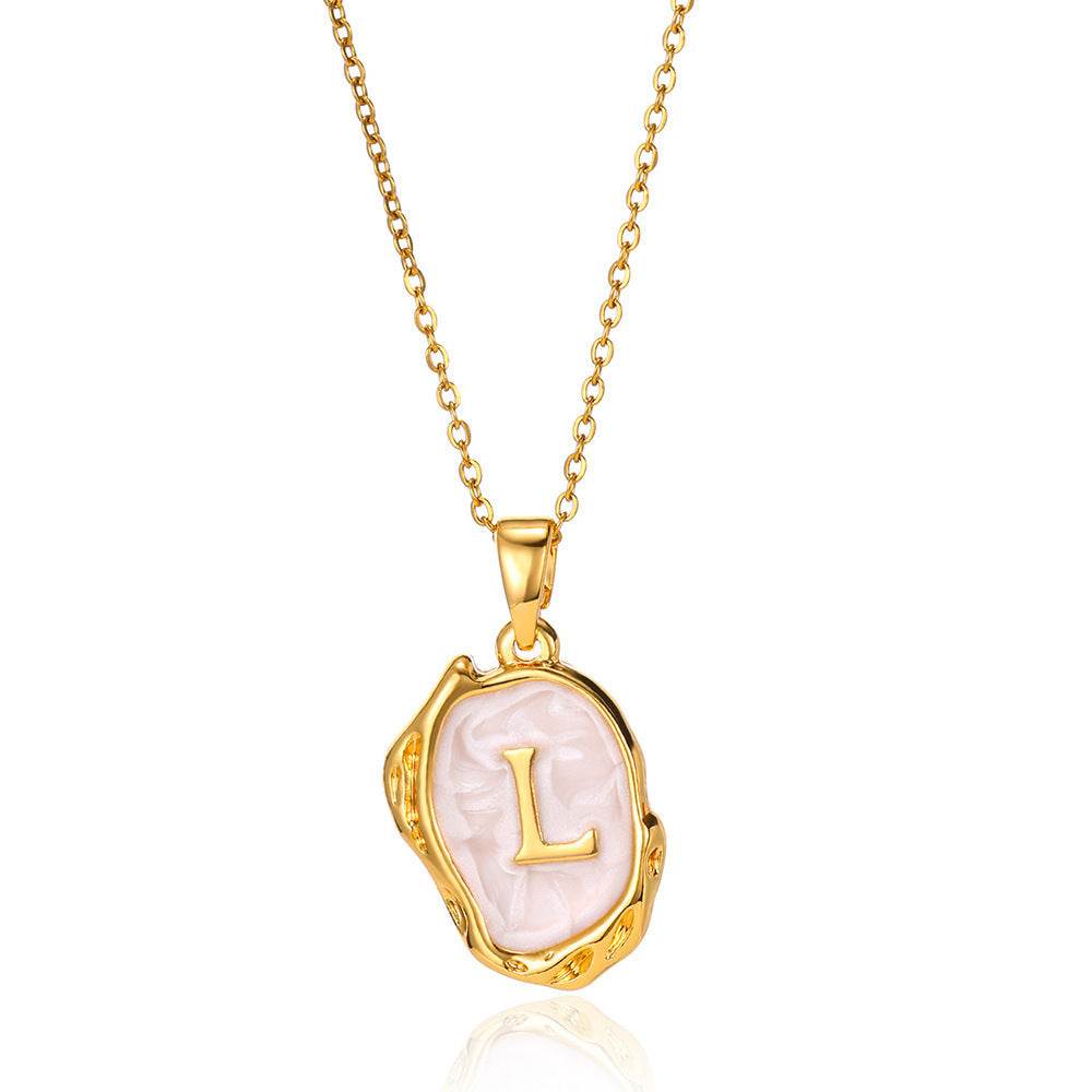 Simple 26 Letters Drop Oil Three-dimensional Necklace - Here2Save