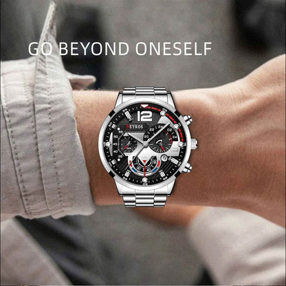 Men's Fashion Casual Six-pin Steel Belt Watch Quartz Watch - Here2Save