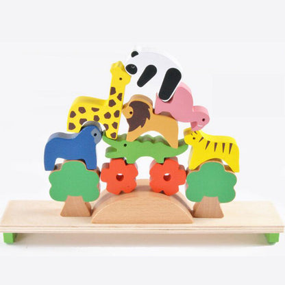 Wooden forest animals balance beam