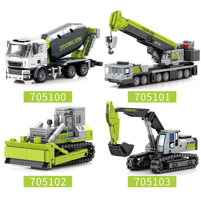 Engineering Series Agitating Transport Lifting Bulldozer Assembling Building Blocks