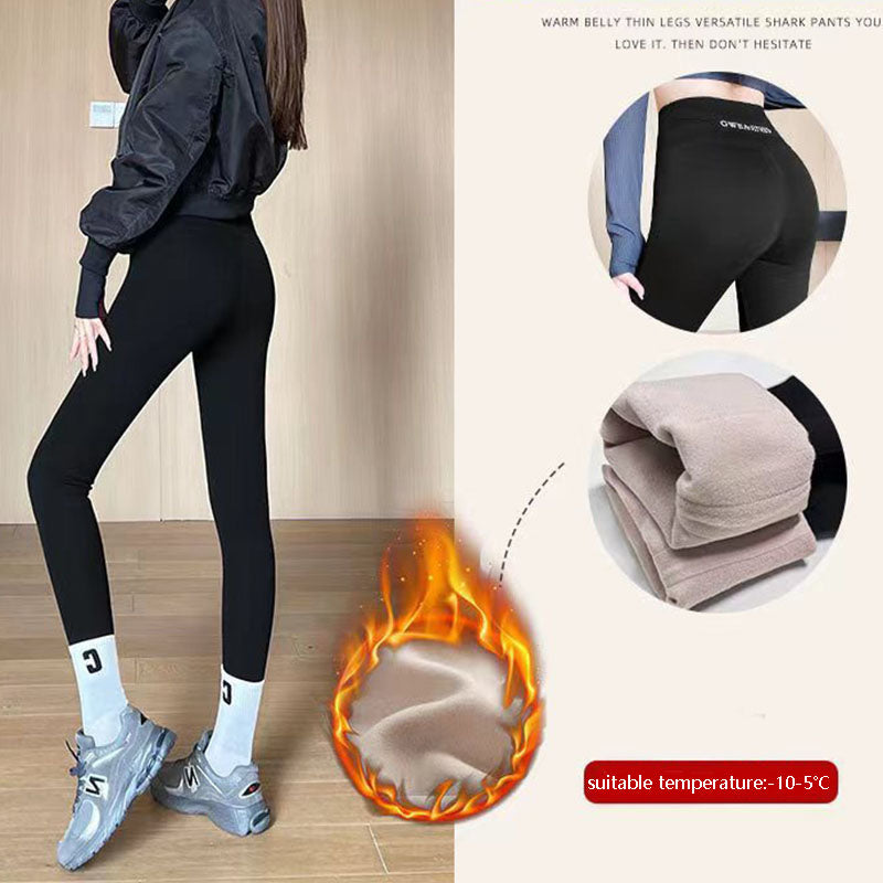 Leggings gruesos de lana para mujer, pantalones de tiburón de invierno de 20 a 5, cintura alta, ajustados, ajustados, con Control de barriga, pantalones de Yoga adelgazantes