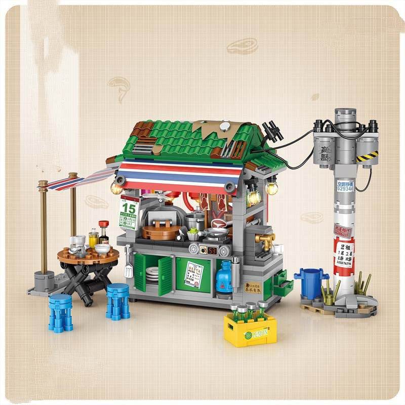Hong Kong-style Food Stall Streetscape Puzzle Building Blocks Children's Toys - Here2Save