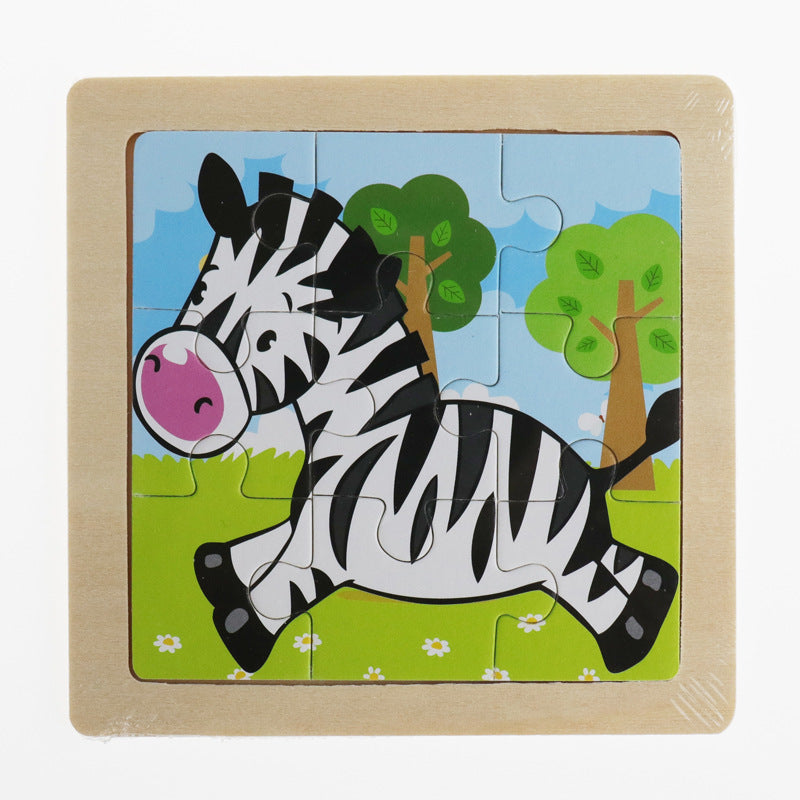 Children cartoon 3D puzzle 9 pieces puzzle animal wooden