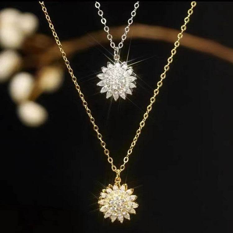 Rotatable Sunflower Necklace Full Of Diamonds - Here2Save