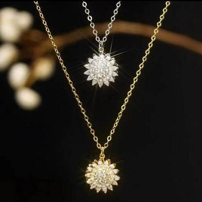 Rotatable Sunflower Necklace Full Of Diamonds - Here2Save