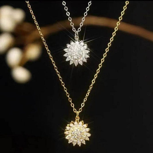 Rotatable Sunflower Necklace Full Of Diamonds - Here2Save