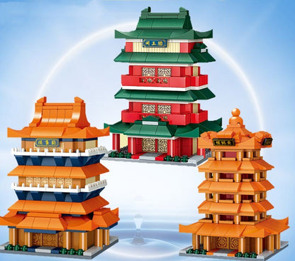 Ancient Style Street View Traditional Architecture Tower Model Building Blocks Toys