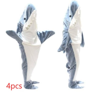 Cartoon Shark Sleeping Bag Pajamas Office Nap Shark Blanket Karakal High Quality Fabric Mermaid Shawl Blanket For Children