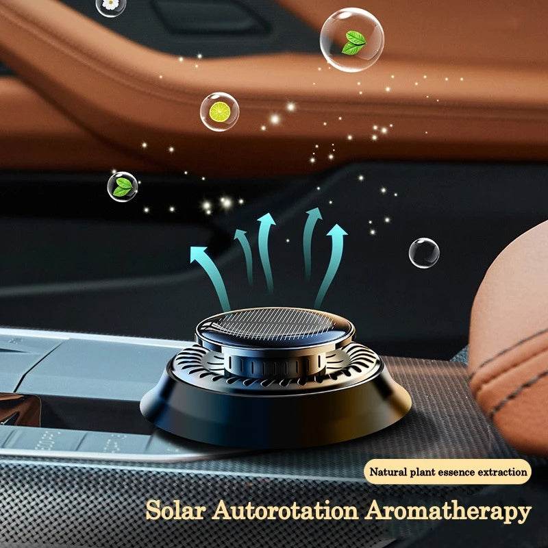 Portable Kinetic Car Air Freshener Solar Powered Double Ring Rotating Air Cleaner Perfume Fragrance Diffuser - Here2Save