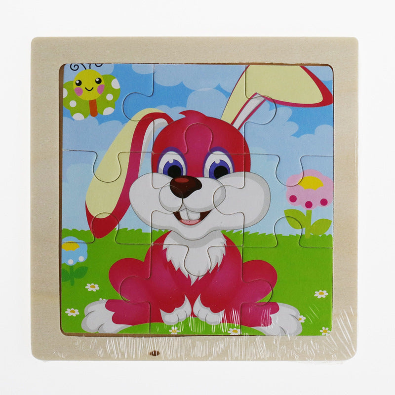 Children cartoon 3D puzzle 9 pieces puzzle animal wooden