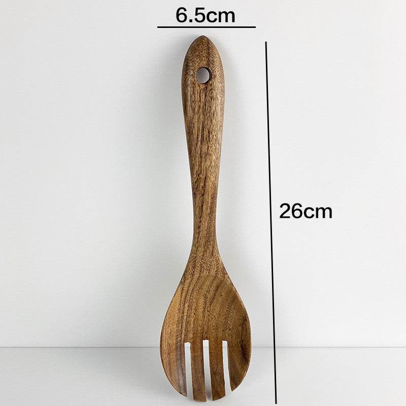 Thailand Teak Natural Wood Tableware Spoon Ladle Turner Long Rice Colander Soup Skimmer Cooking Spoons Scoop Kitchen Tool Set - Here2Save