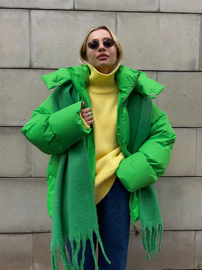 Abrigo de moda con capucha extraíble Chaqueta de algodón invierno cálido a prueba de viento Chaqueta de algodón suelta Parka suelta ropa de abrigo