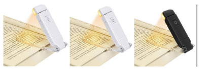 Luz LED recargable por USB para lectura de libros, brillo ajustable, protección ocular, Clip, luz de libro, marcapáginas portátil, luz de lectura