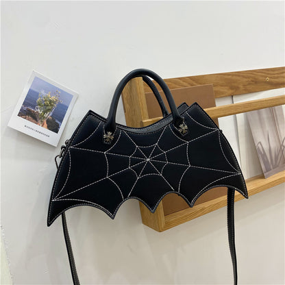 Bolsos de hombro con forma de telaraña de Halloween, bolsos de Pu con personalidad de Batgirl, bandolera de mensajero a la moda