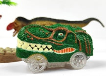 Pista eléctrica ensamblada para niños, simulación de carreras, Animal, dinosaurio tiranosaurio, juguete, rompecabezas, regalo para niño