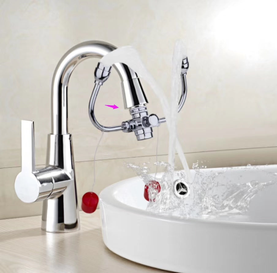 Connected Faucet Eyewash Basin Faucets Wall Mounted Eye Wash Station Emergency Sink Attachment Mount Flush Shower Double Mouth - Here2Save