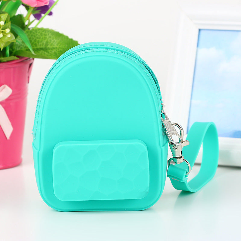 Lovely silicone earphone backpack portable handbag, handbag, handbag, purse, zero purse, children's candy color key bag manufacturer