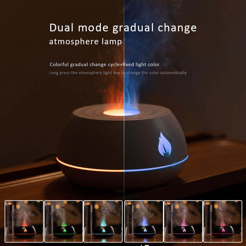 Flame Humidifier Aromatherapy Diffuser 7 Colors Light Home Air Humidifier 130ML USB Room Fragrance Essential Oil Diffuser - Here2Save