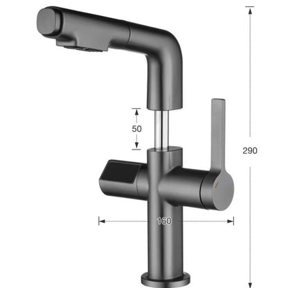 Grifo de lavabo con pantalla de temperatura inteligente para lavabo gris pistola