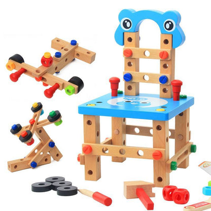 Wooden children's disassembly toy Luban chair