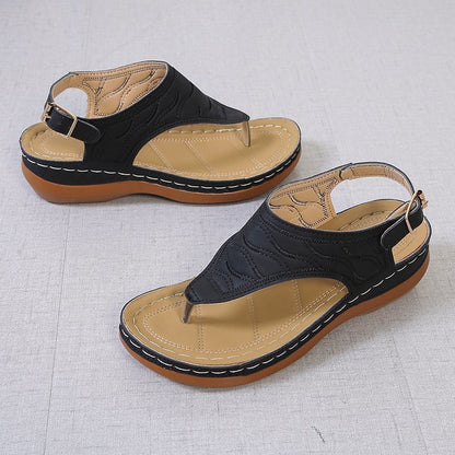 Sandalias casuales Sandalias con chanclas de color sólido con tacón de cuña para mujer