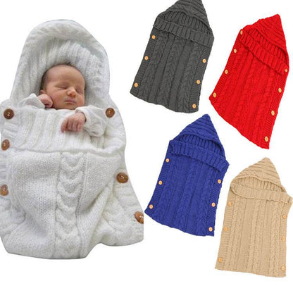 New Autumn Winter Newborn Baby Boy Girl Knit Sleeping Bag Clothes Infant Baby Pure Color Hold Blanket - Here2Save