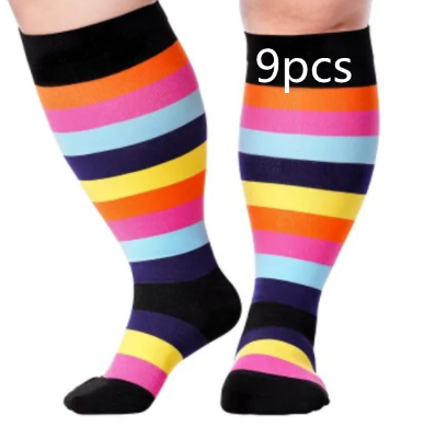 Plus Size Compression Socks Men's And Women's Pressure Socks High Elasticity Fat Socks Sports Fitness Printing Running Socks - Here2Save