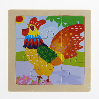 Children cartoon 3D puzzle 9 pieces puzzle animal wooden