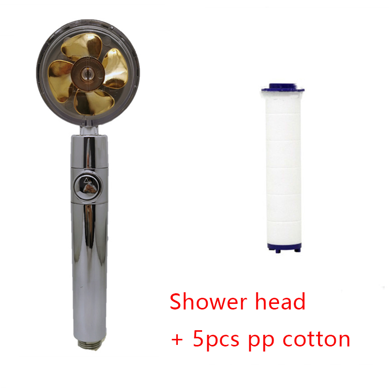 Shower Head Water Saving Flow 360 Degrees Rotating With Small Fan ABS Rain High Pressure Spray Nozzle Bathroom Accessories - Here2Save