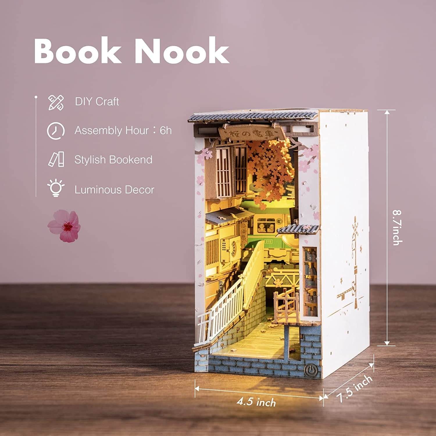 Robotime Rolife Book Nooks Series Stories In Books 4 Kinds DIY Wooden Miniature House Furniture Sakura Densya TGB01 Dropshipping - Here2Save