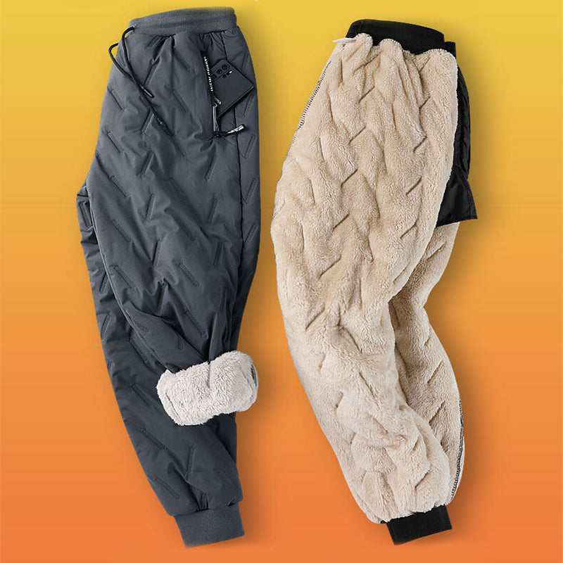 Pantalones de hombre de terciopelo de invierno engrosamiento pantalones de lana sueltos con bolsillo con cremallera pantalones de correr cálidos a prueba de viento de gran tamaño