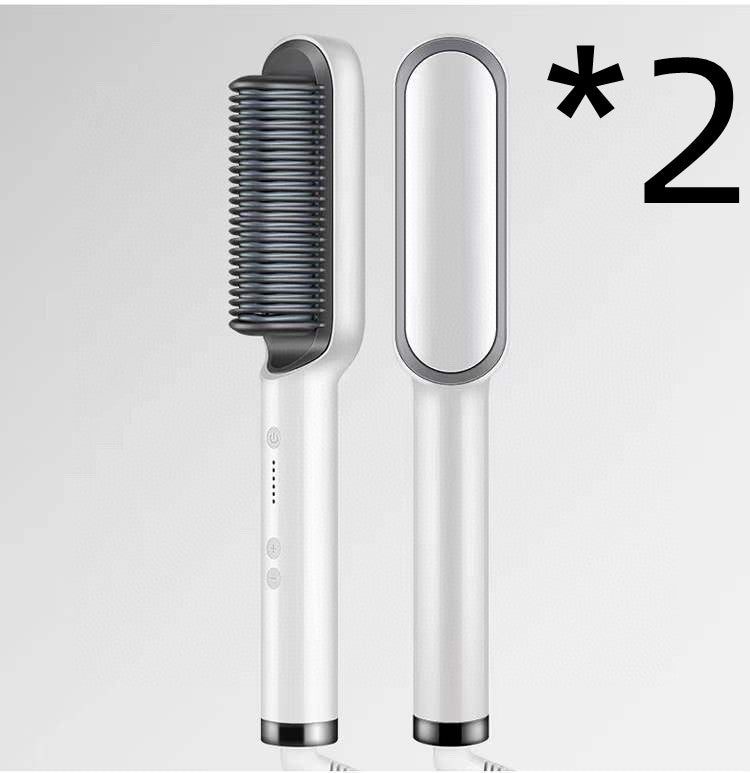 New 2 In 1 Hair Straightener Hot Comb Negative Ion Curling Tong Dual-purpose Electric Hair Brush - Here2Save