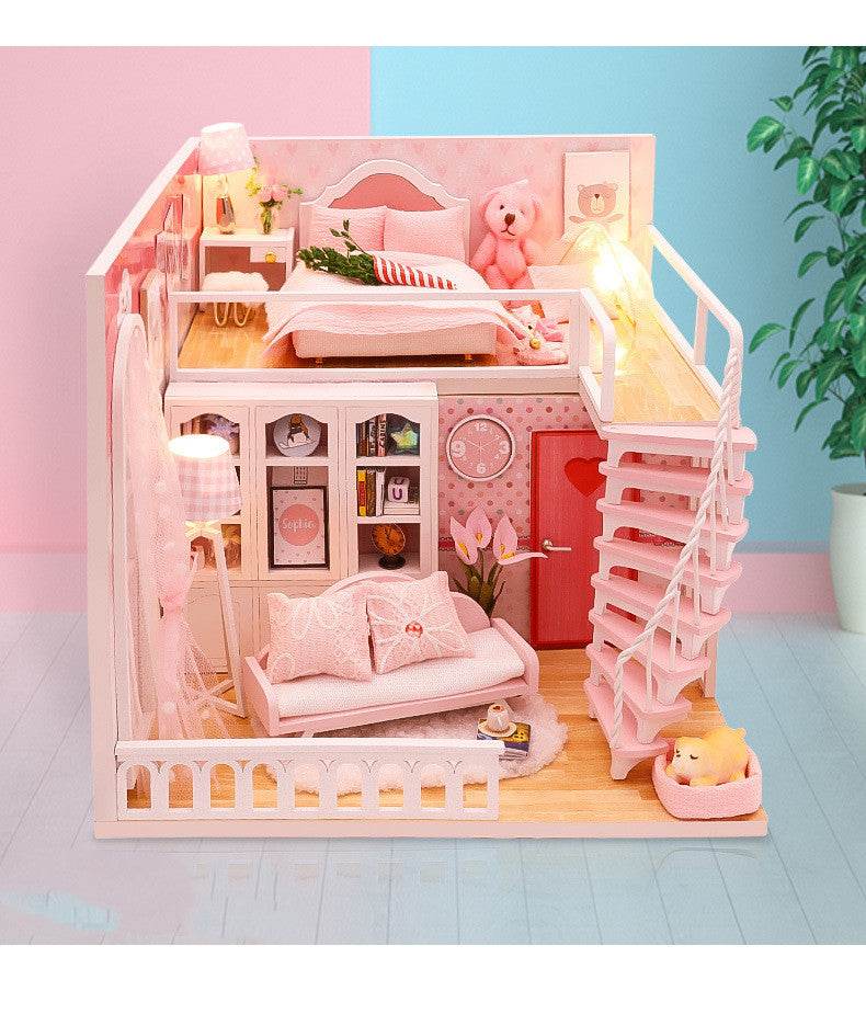 Stable Happiness Hut Hand-assembled Doll House Mini Scene Wooden House - Here2Save