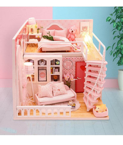 Stable Happiness Hut Hand-assembled Doll House Mini Scene Wooden House - Here2Save
