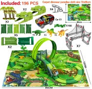 Pista eléctrica ensamblada para niños, simulación de carreras, Animal, dinosaurio tiranosaurio, juguete, rompecabezas, regalo para niño