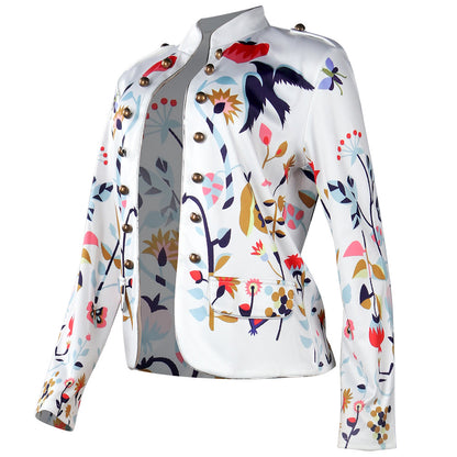 Women's Fashion Temperament Commute Cardigan Printed Coat