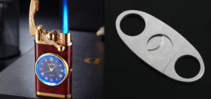 New Lighter With Electric Watch Rocker Arm Automatic Ignition Straight Blue Flame Lighter Creative Real Dial Inflatable Windproof Lighter Men's Watch Gift - Here2Save