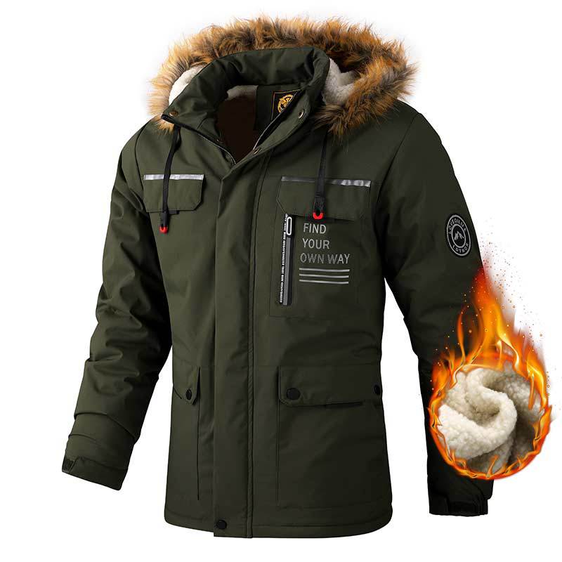 Chaqueta con capucha informal para hombre, Parka, abrigo cálido a prueba de viento de Color sólido para otoño e invierno, ropa para exteriores con múltiples bolsillos