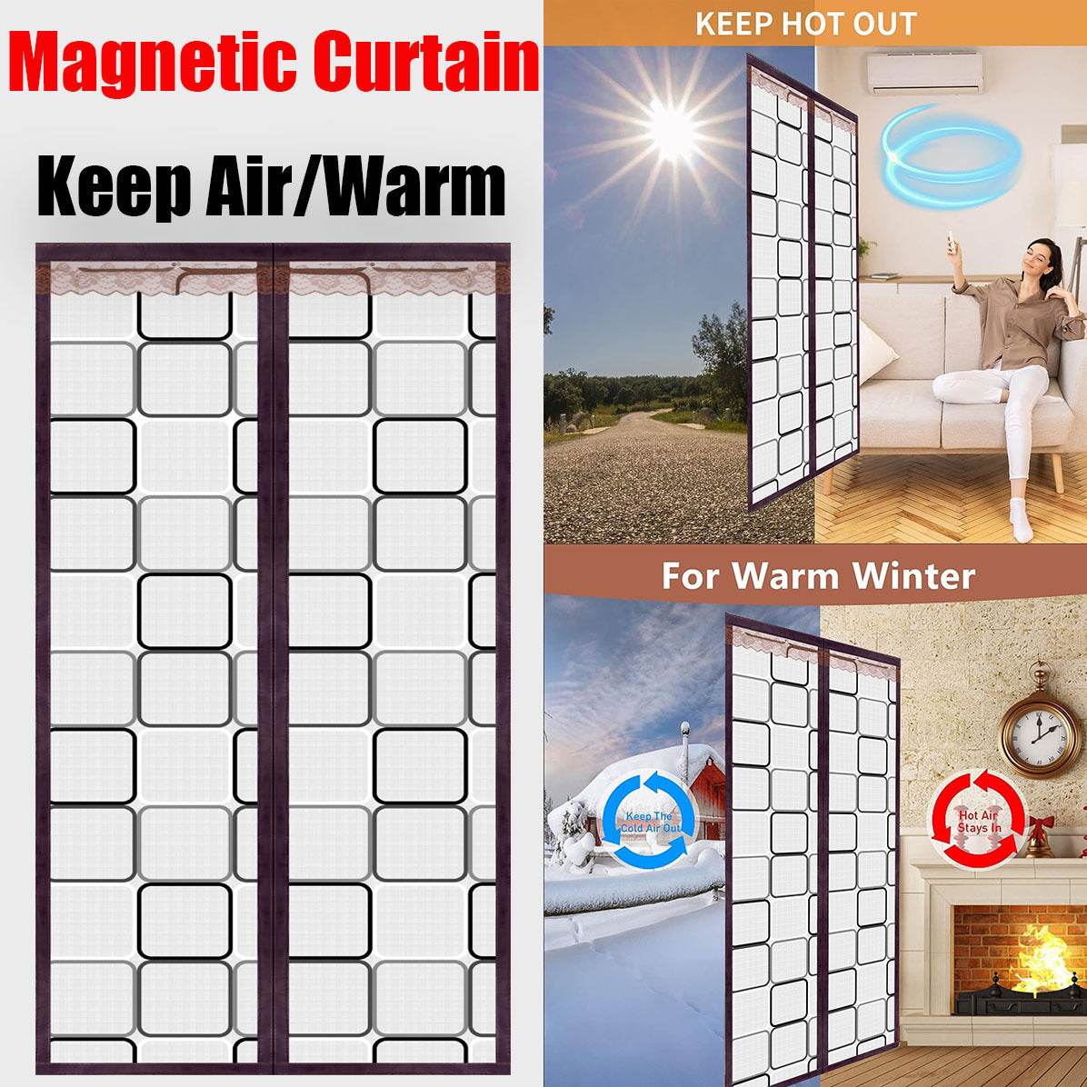 Warm Air Conditioner Door Curtain Transparent Magnetic Winter Gadgets - Here2Save