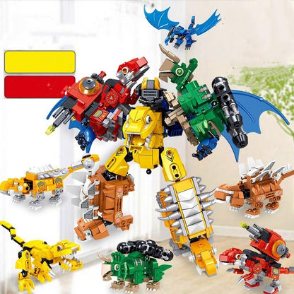 Dinosaur Building Blocks Assembled Toy Model Morphing Robot Puzzle Children's Boy Gift