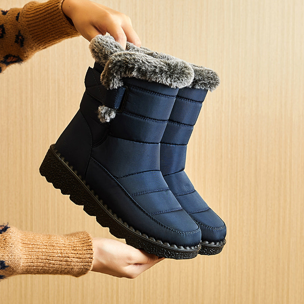 Winter Snow Boots Warm Plush Platform Boots Waterproof Velcro Shoes