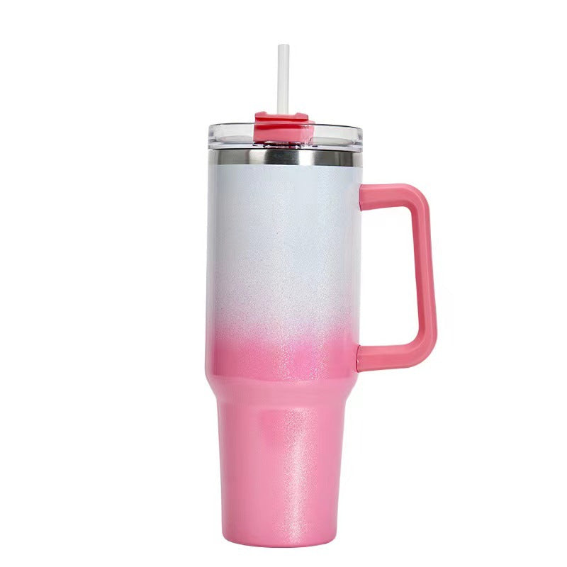 40oz Straw Coffee Insulation Cup With Handle Portable Car Stainless Steel Water Bottle LargeCapacity Travel BPA Free Thermal Mug - Here2Save