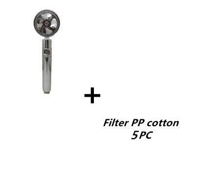 Propeller Driven Shower Head With Stop Button And Cotton Filter Turbocharged High Pressure Handheld Shower Nozzle - Here2Save