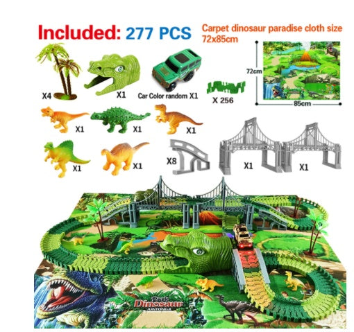 Pista eléctrica ensamblada para niños, simulación de carreras, Animal, dinosaurio tiranosaurio, juguete, rompecabezas, regalo para niño