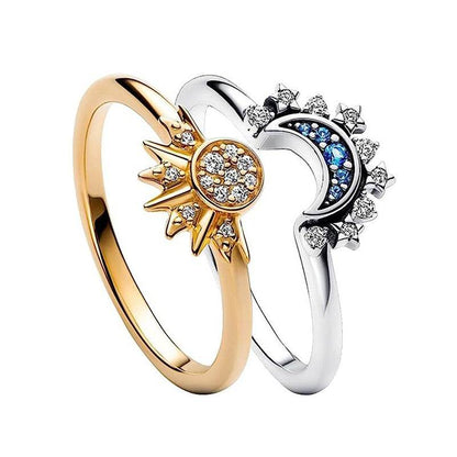 Sun And Moon Rings Couple Rhinestones Ring For Love Valentine's Day Jewelry - Here2Save